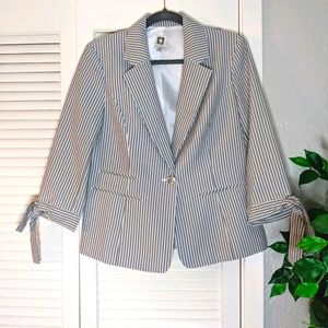 Anne Klein Striped Tie-Sleeve Blazer